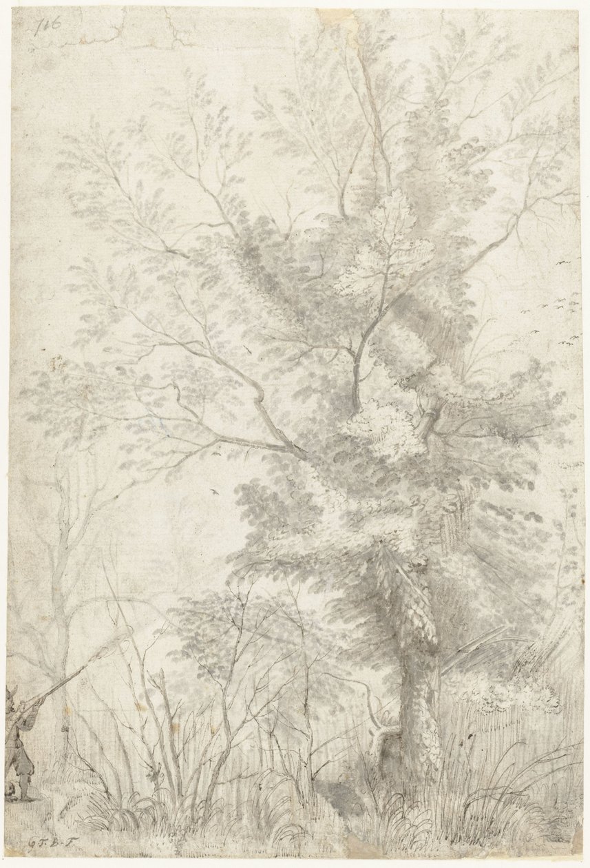 Bois de la Villa Madama près de Rome, avec un chasseur tirant - Gerard ter Borch