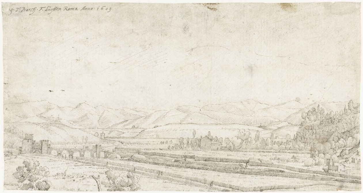 Paysage avec le Ponte Milvio, près de Rome - Gerard ter Borch