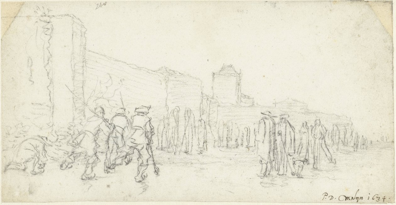 Divertissement sur glace près de la porte de Zijl à Haarlem - Gerard ter Borch (II)