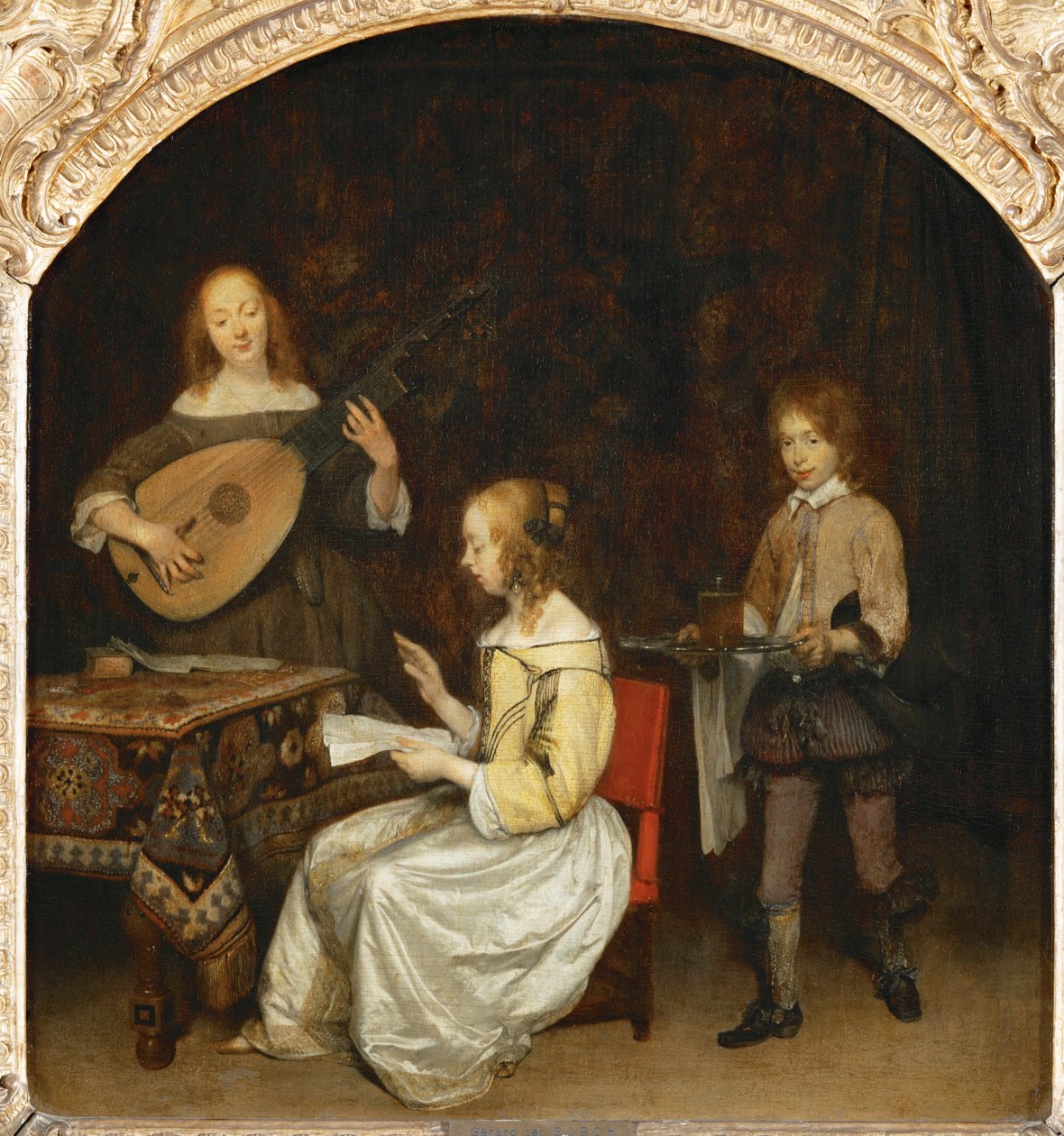 Le concert: chanteuse et joueuse de luth theorbe ... - Gerard ter Borch or Terborch