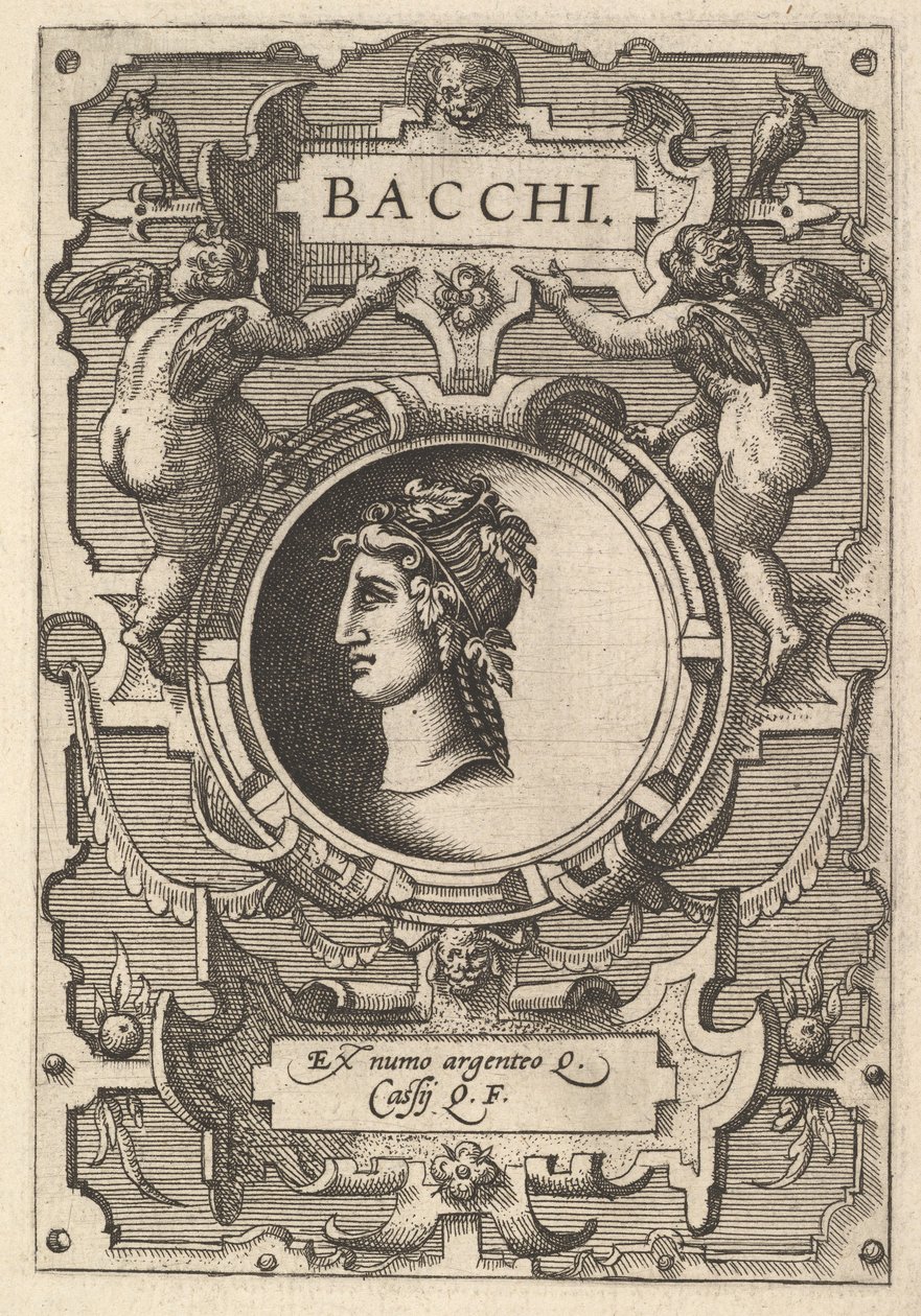Buste de Bacchus entouré de rinceaux, de la série 
