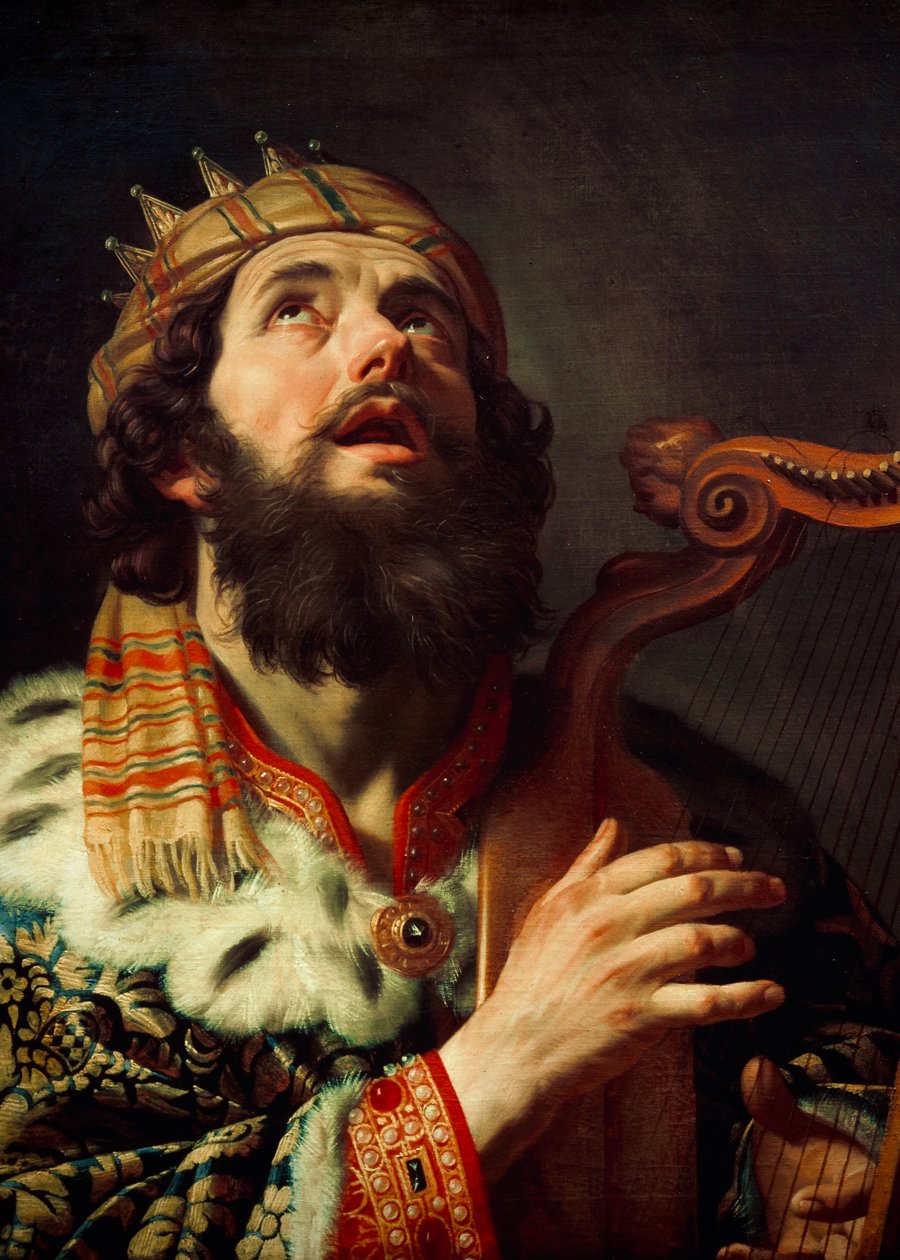 Néerlandais : Harpspelende koning David Le roi David jouant de la harpe - Gerard van Honthorst