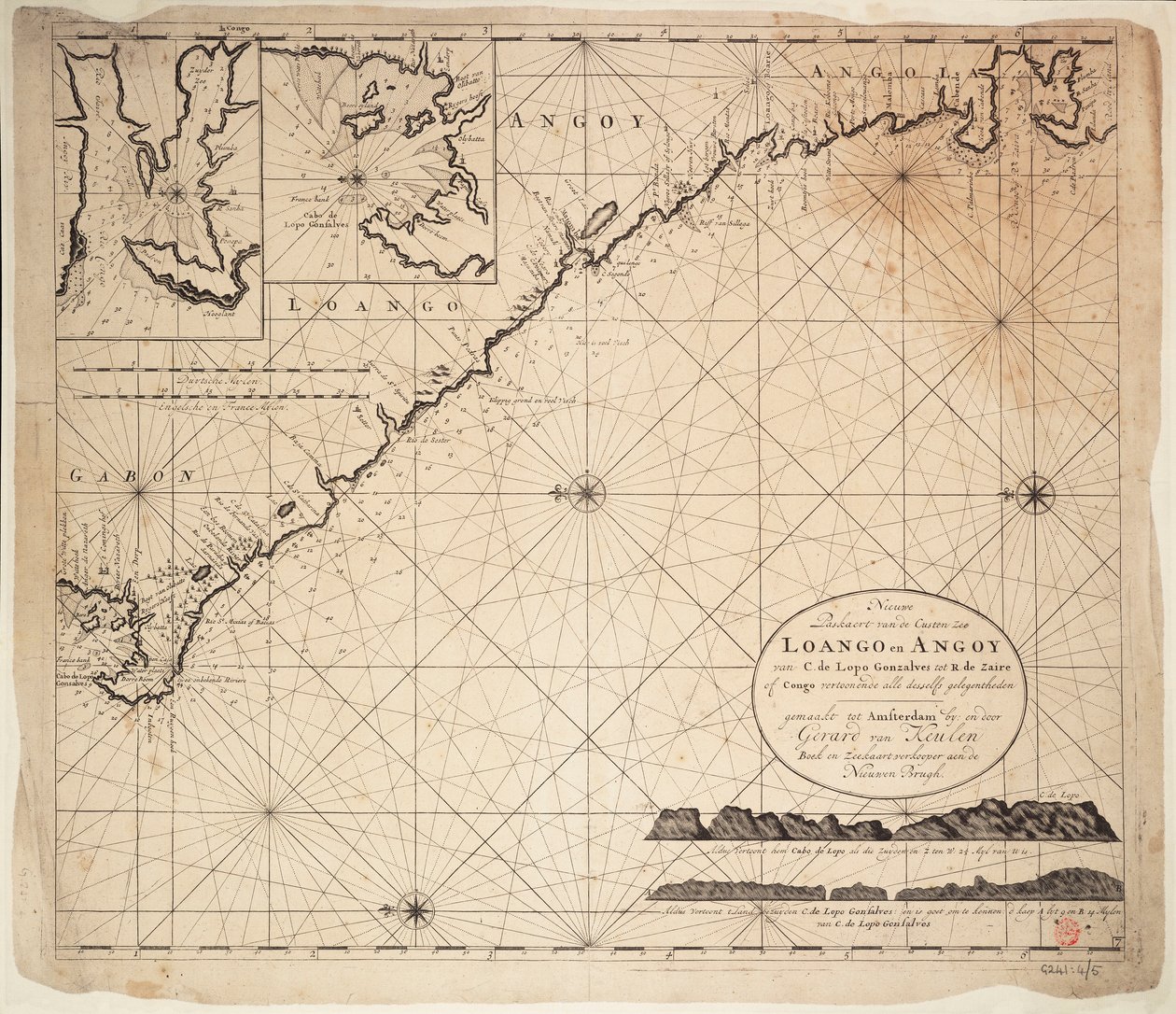 Carte du Golfe de Guinée, Afrique, début du XVIIIe siècle - Gerard van Keulen