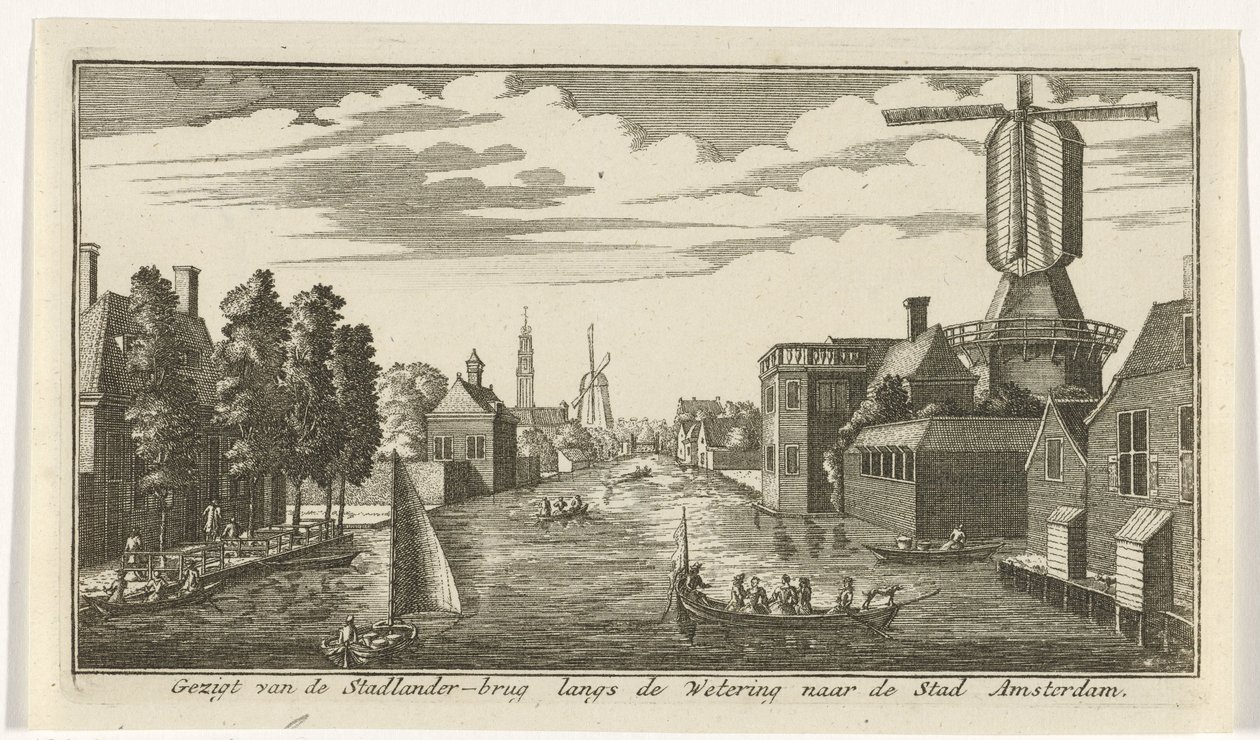 Vue le long du canal vers Amsterdam - Gerardus Condet