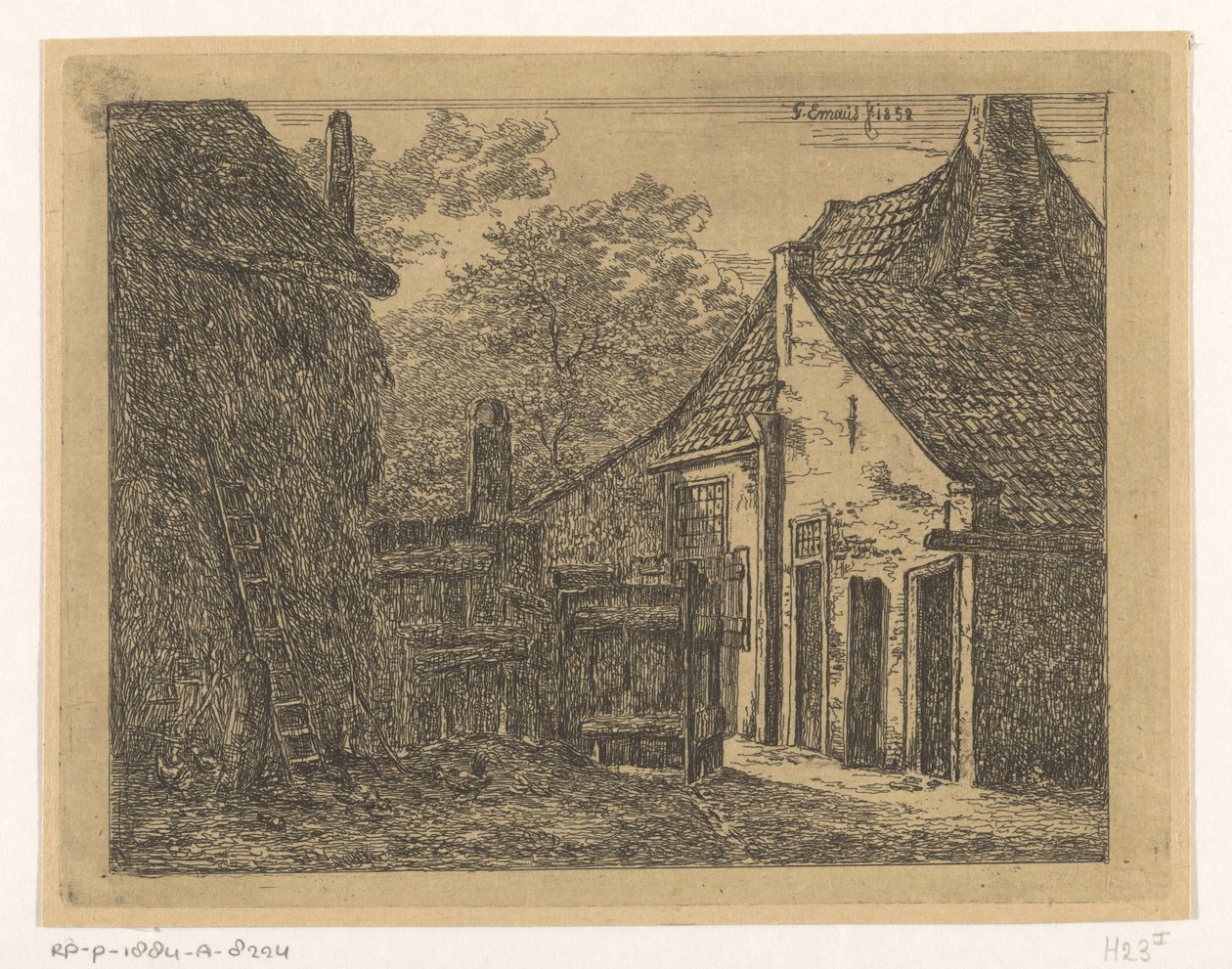 Ferme avec meule de foin - Gerardus Emaus de Micault