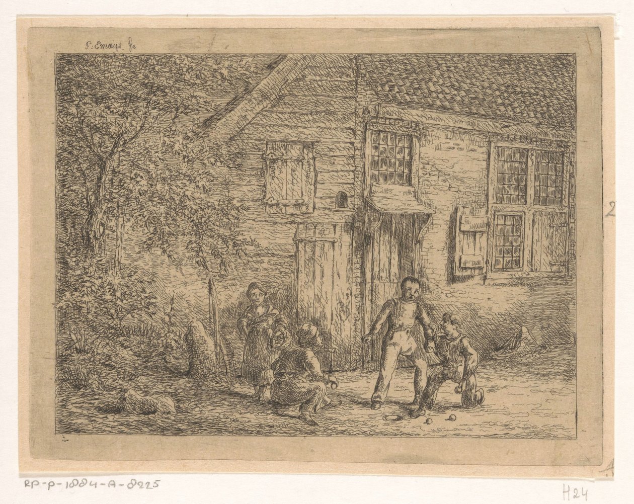 Enfants jouant aux billes - Gerardus Emaus de Micault