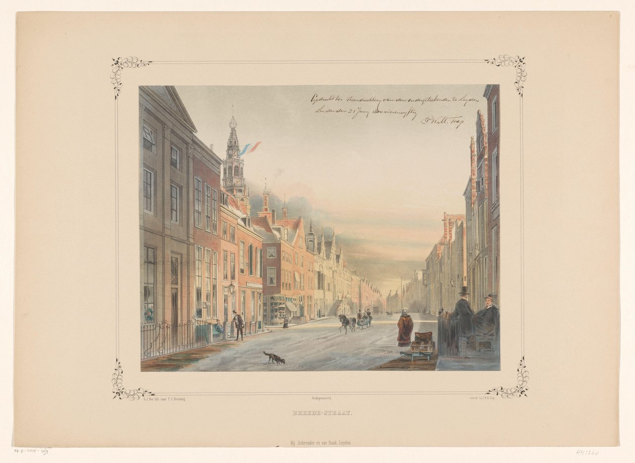 Vue de la Breetraat à Leiden - Gerardus Johannes Bos