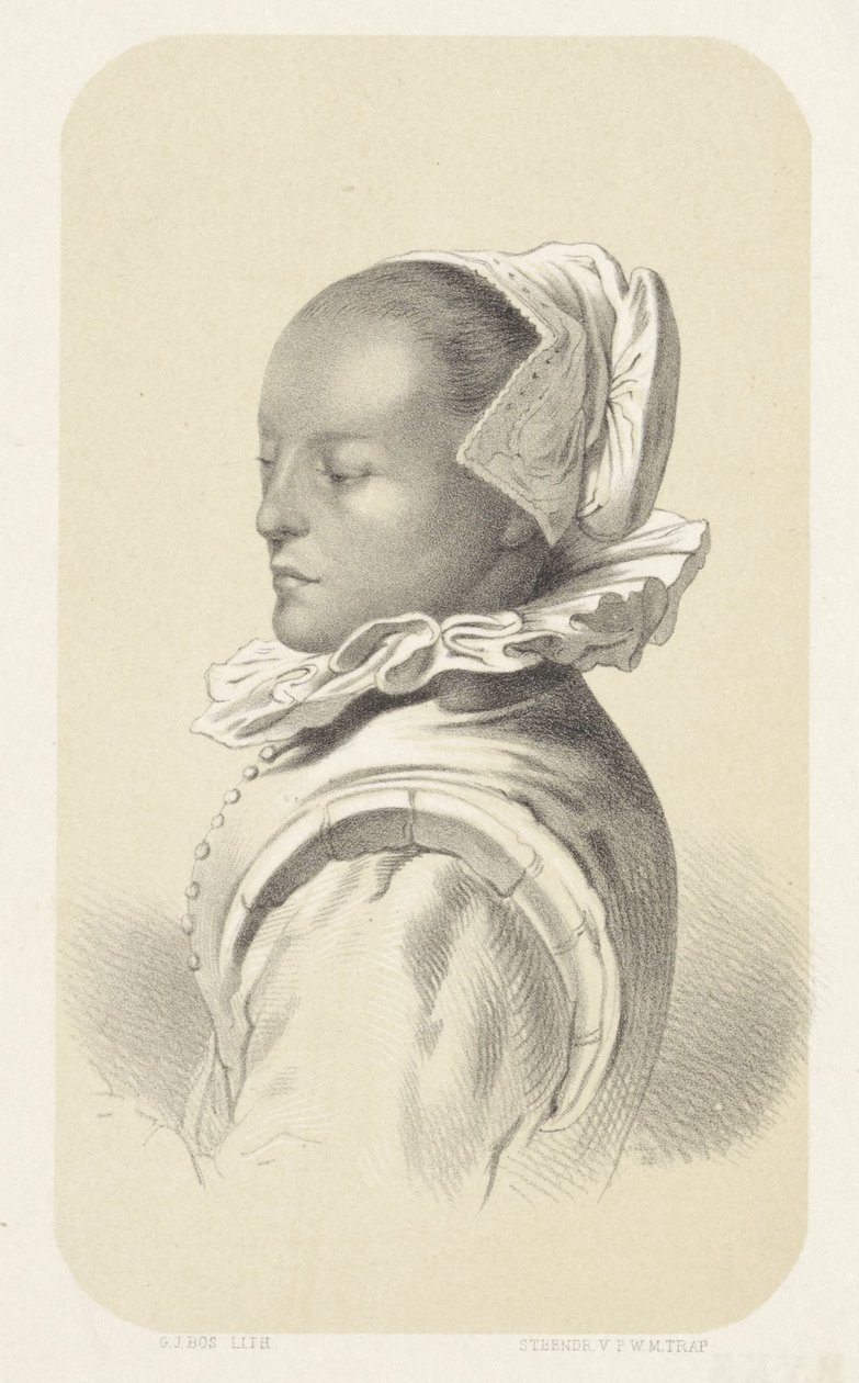 Femme avec bonnet blanc et col - Gerardus Johannes Bos