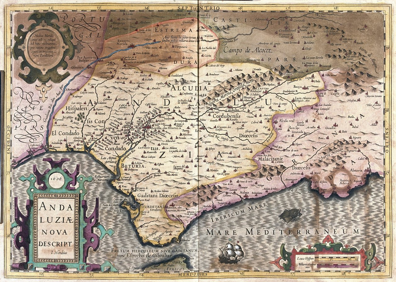 Andalousie, Espagne (gravure) - Gerardus Mercator