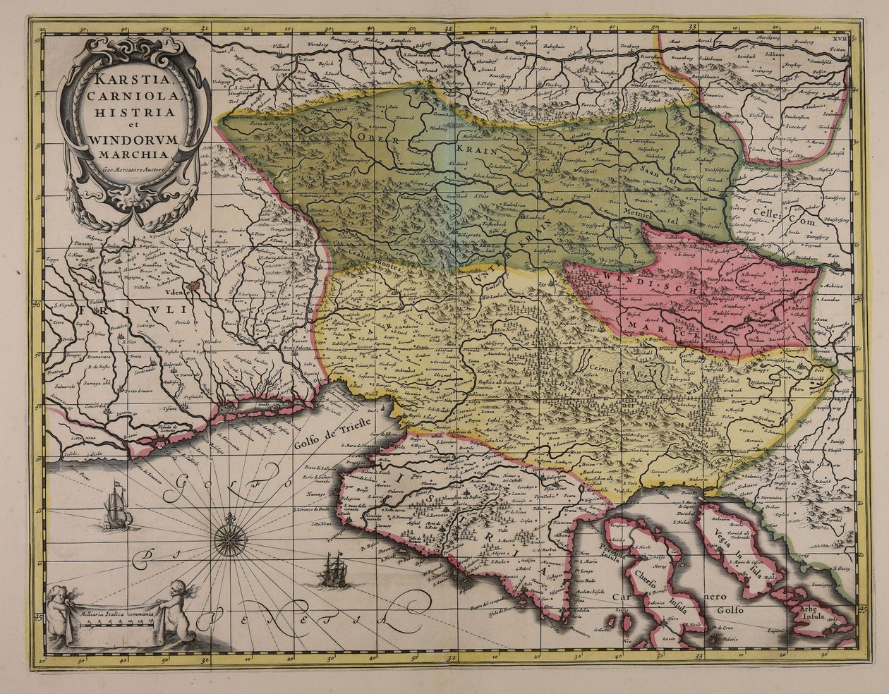 Karstia, Carniola, Histria et Windorum marchia - Gerardus Mercator