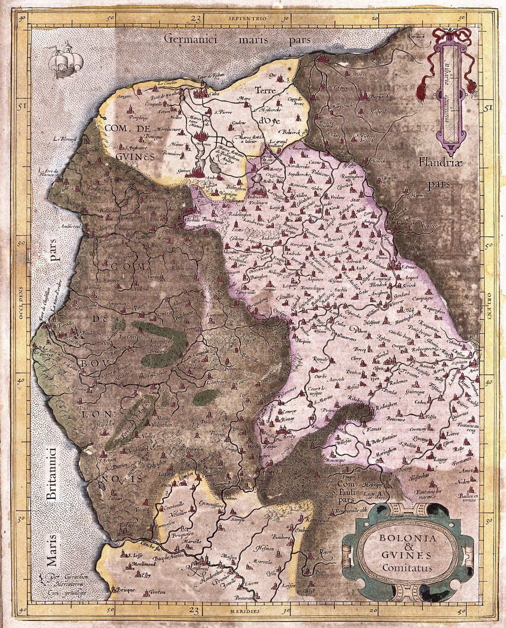 La côte de Berck à Gravelines, Belgique (gravure) - Gerardus Mercator