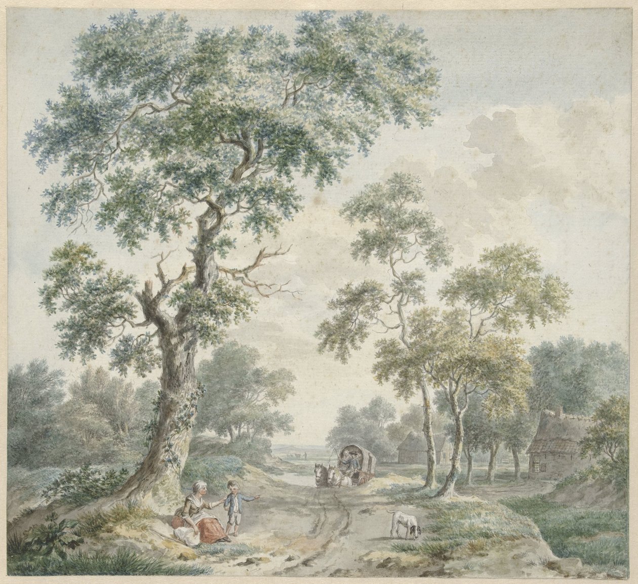 Lisière de forêt avec fermes et chemin de sable - Gerardus Wieringa
