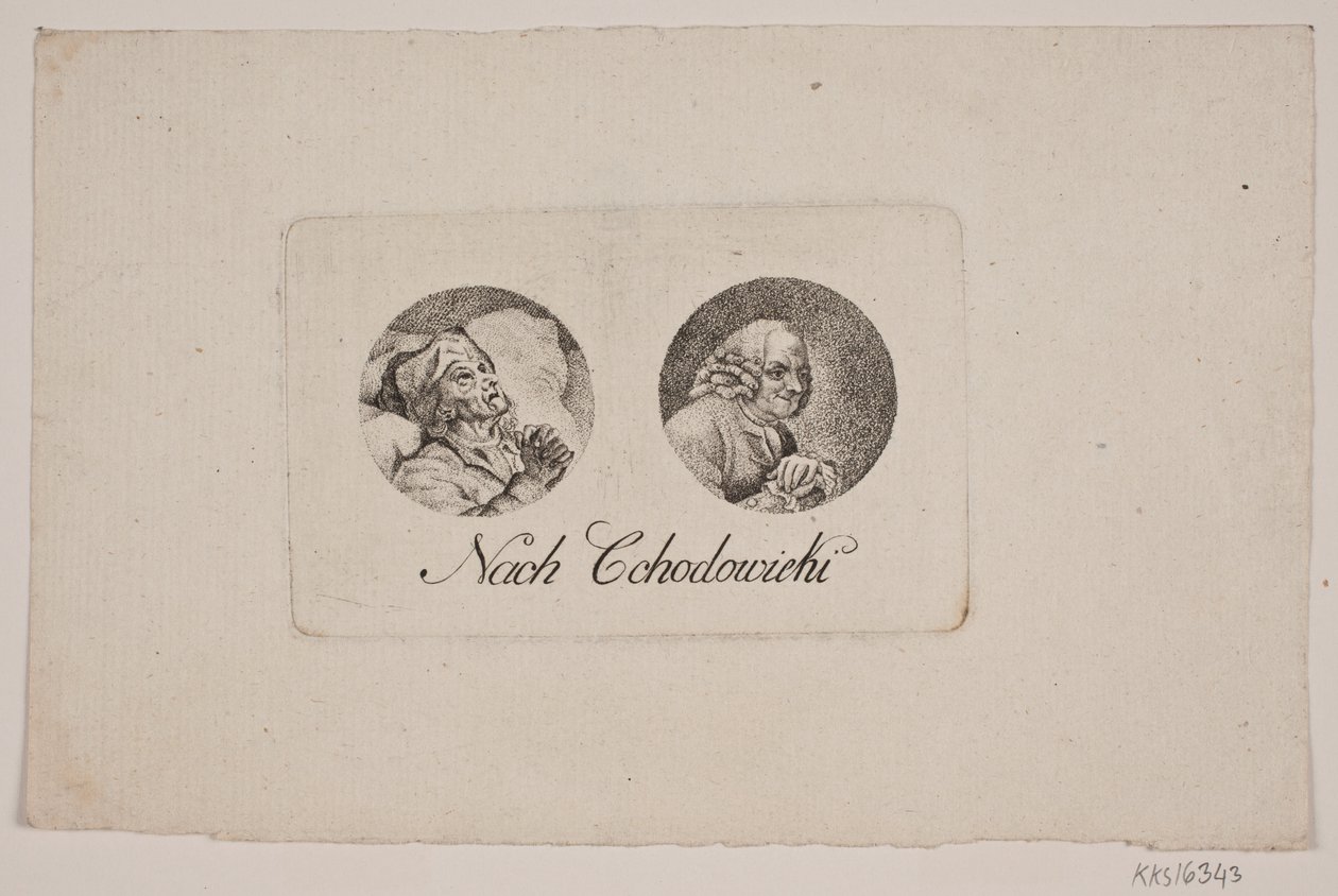 Feuille avec deux portraits en médaillon - Gerhard Ludvig Lahde