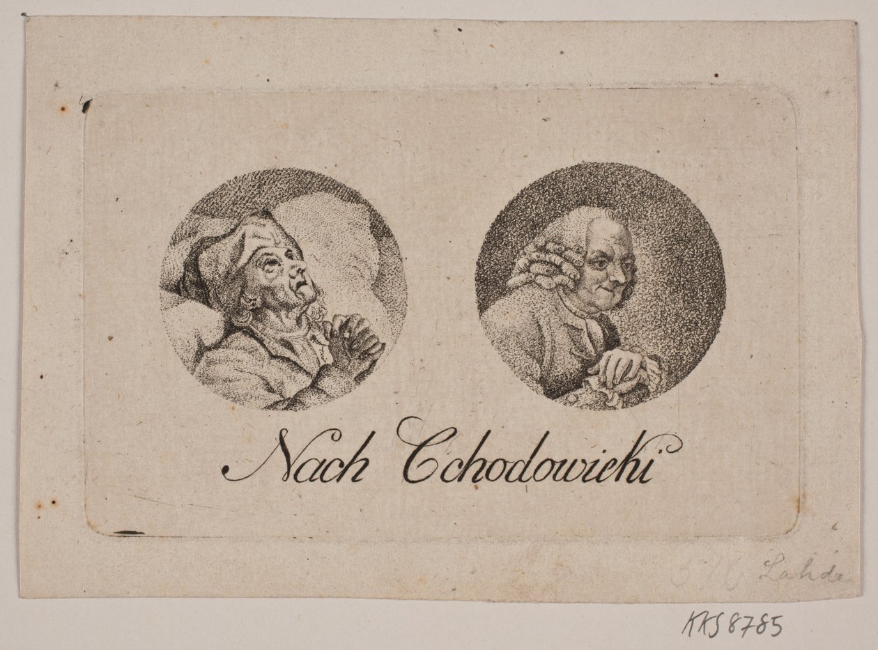 Feuille avec deux portraits en médaillon - Gerhard Ludvig Lahde