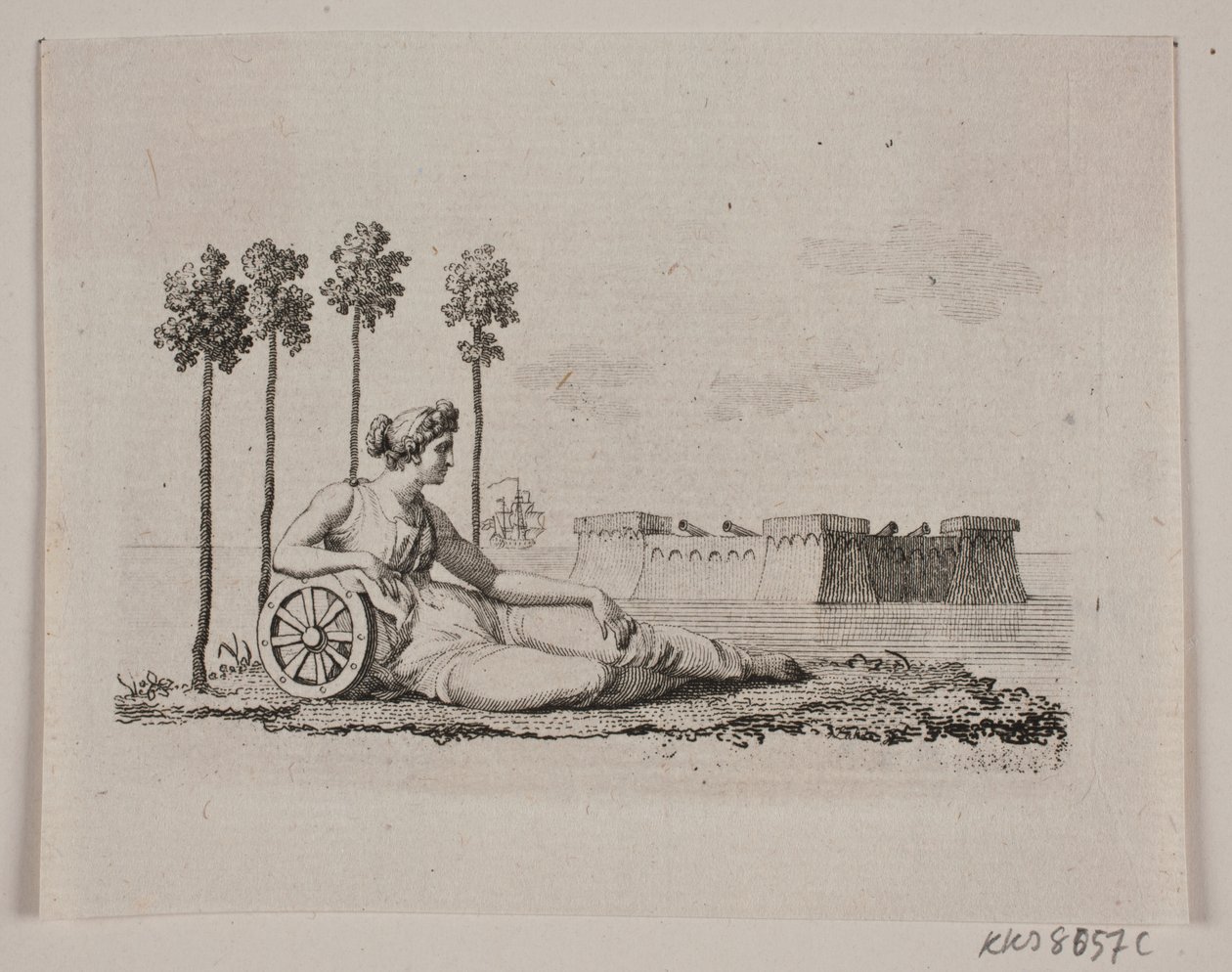 Femme allongée près du fort - Gerhard Ludvig Lahde