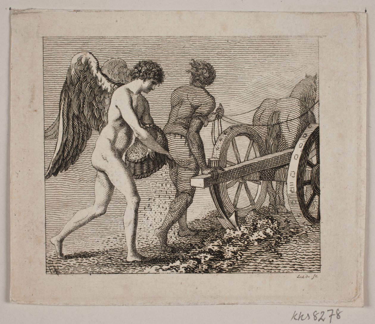 Génie ailé suivant un laboureur - Gerhard Ludvig Lahde