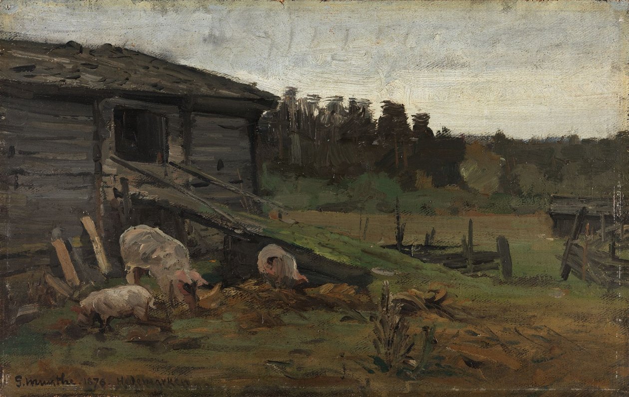 Les cochons à Barn Bridge - Gerhard Munthe