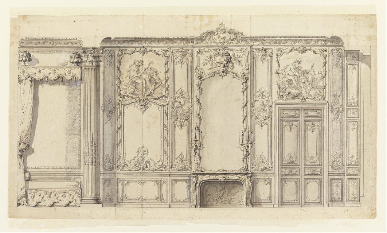 Élévation murale de la chambre du Prince de Rohan, Hôtel de Soubise, Paris - Germain Boffrand