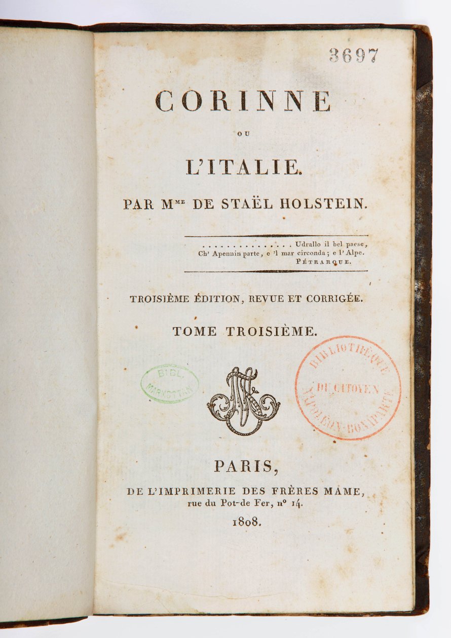 Page de titre de Corinne ou l
