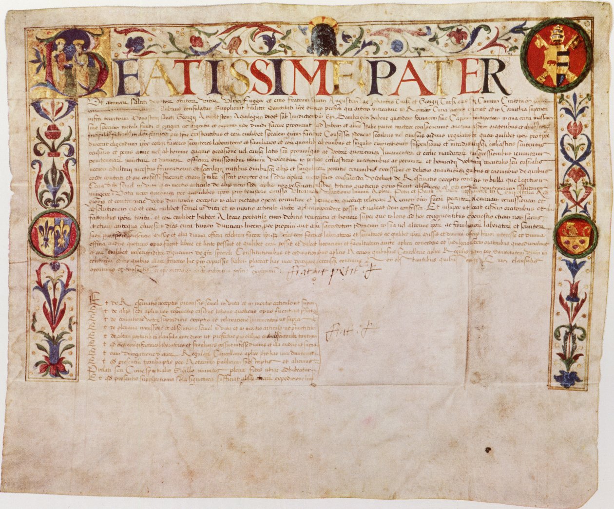 Une pétition de la famille bancaire allemande Fugger au Pape Alexandre VI (plume et encre sur vélin) - German School