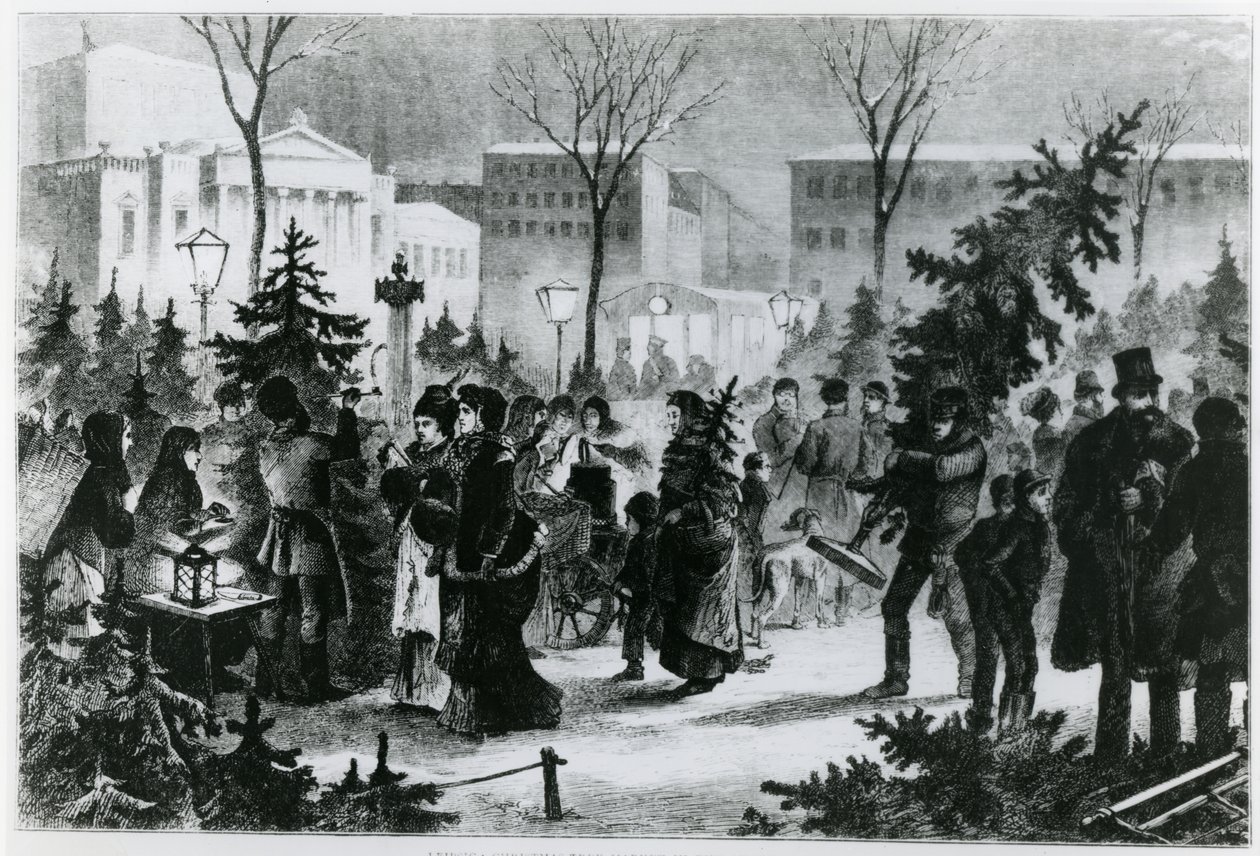 Marché de sapins de Noël sur l