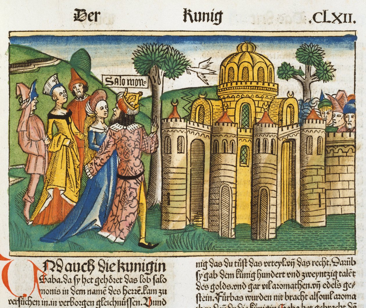 1 Rois 10 1-13 La reine de Saba visite Salomon, de la Bible de Nuremberg (Biblia Sacra Germanaica) - German School