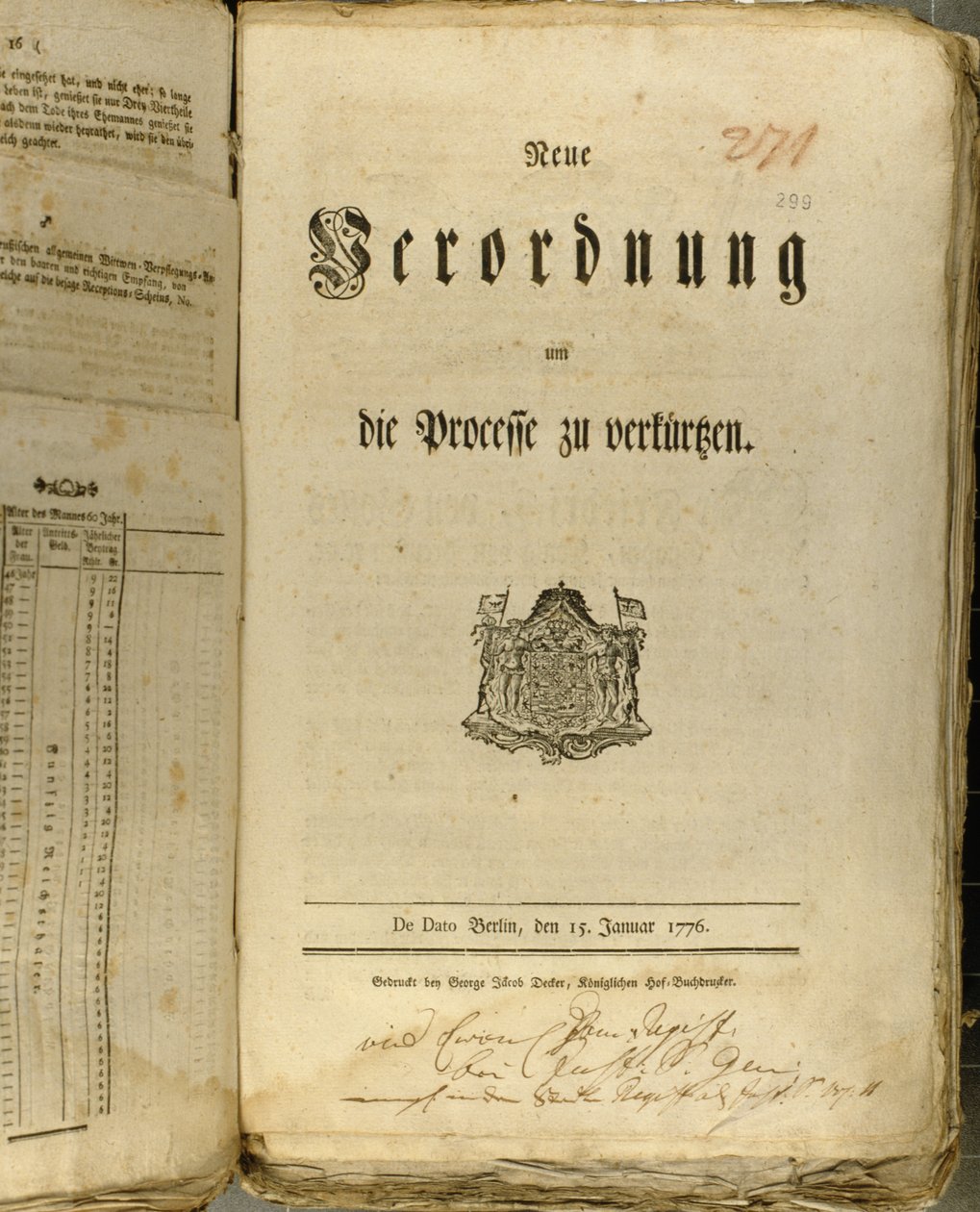 Procédure légale de 1776 - German School