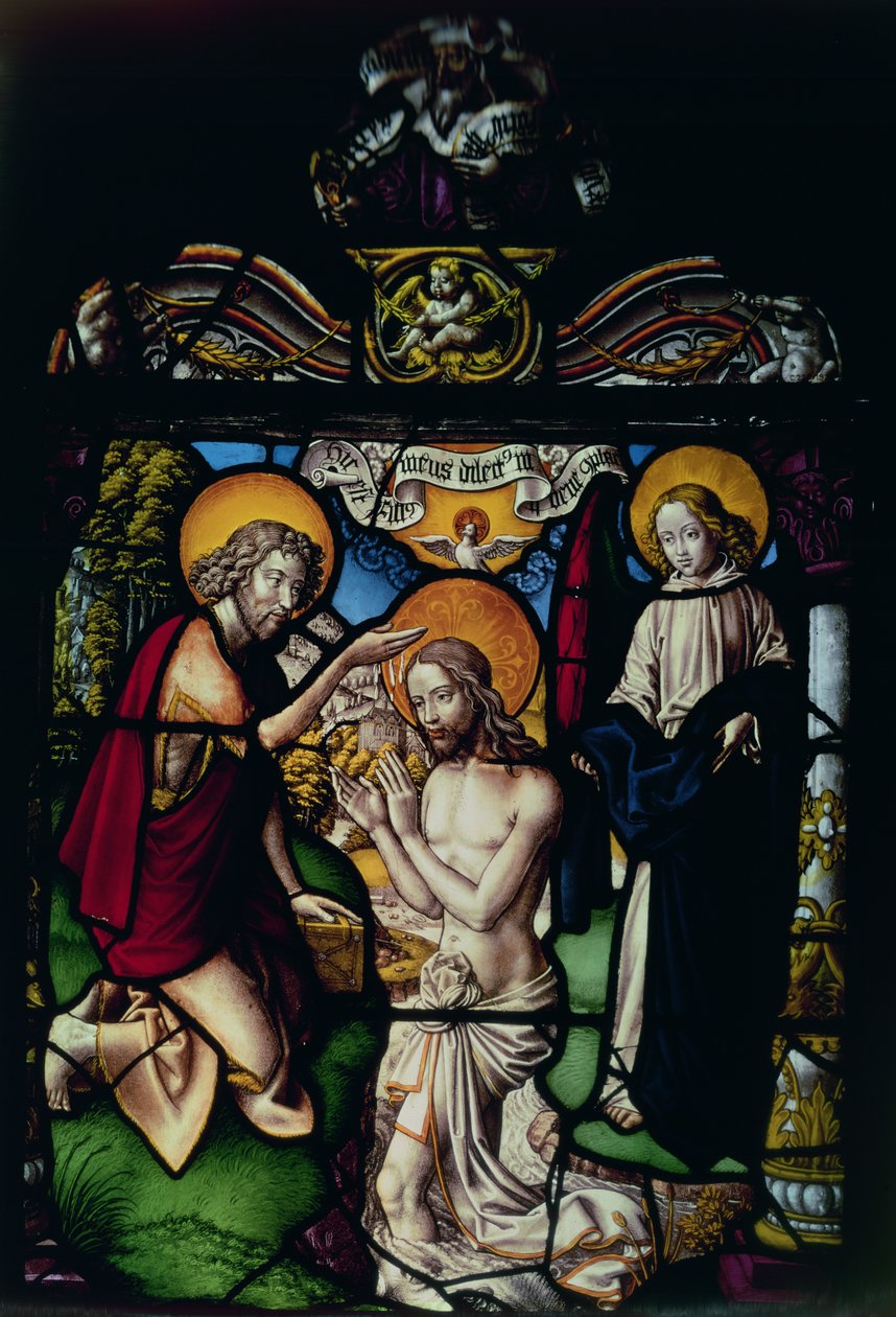 Panneau représentant le Baptême du Christ, 16ème siècle (vitrail) - German School