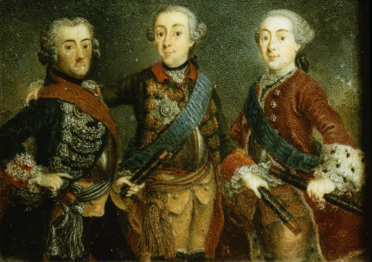 Paul, Frédéric II et Gustave Adolphe de Suède - German School