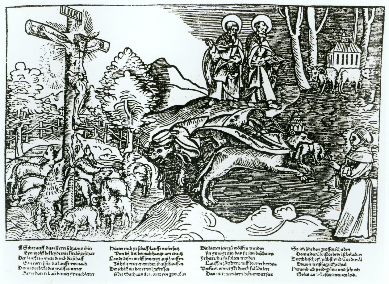 Catholicisme romain et luthéranisme contrastés, c.1520-21 - German School