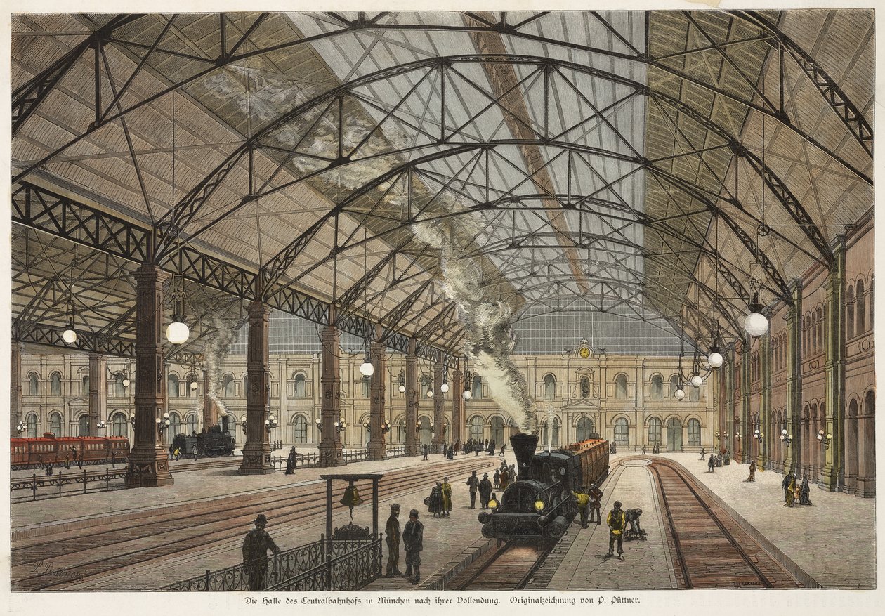 Vue de la salle de la gare centrale, Munich - German School