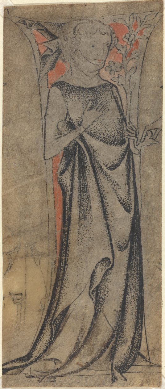 Jeune homme debout avec une branche - German 14th Century