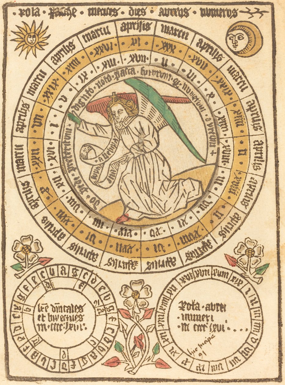 Un calendrier de Pâques commençant en 1466 - German 15th Century