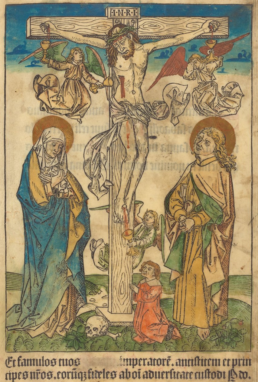 Christ sur la croix avec des anges - German 15th Century