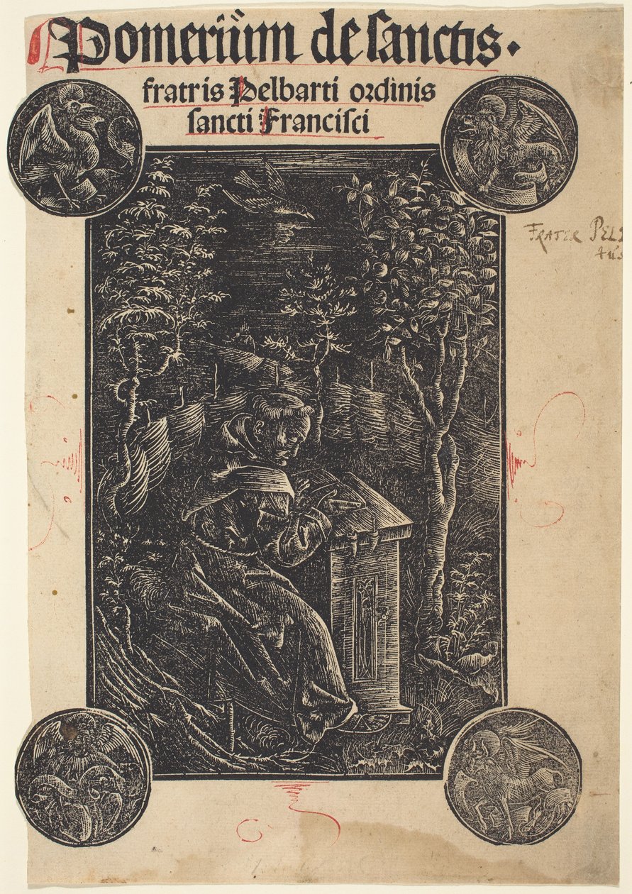 Franciscain, Pelbartus de Temesvar, dans un jardin - German 15th Century