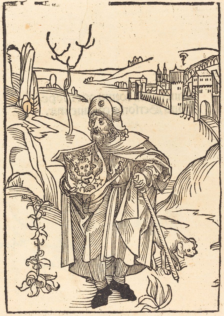 Gerson en pèlerin avec ville en arrière-plan - German 15th Century