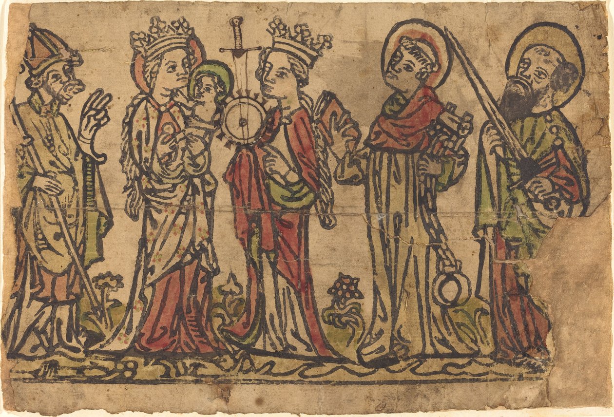 Madone et Enfant avec Quatre Saints - German 15th Century