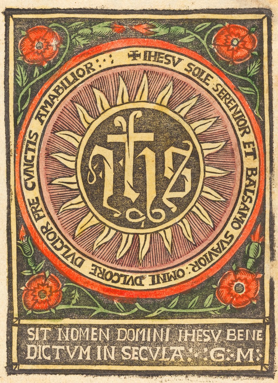 Monogramme JHS dans un cercle enflammé - German 15th Century