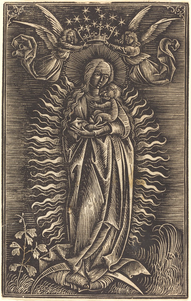 La Vierge couronnée par deux anges - German 15th Century