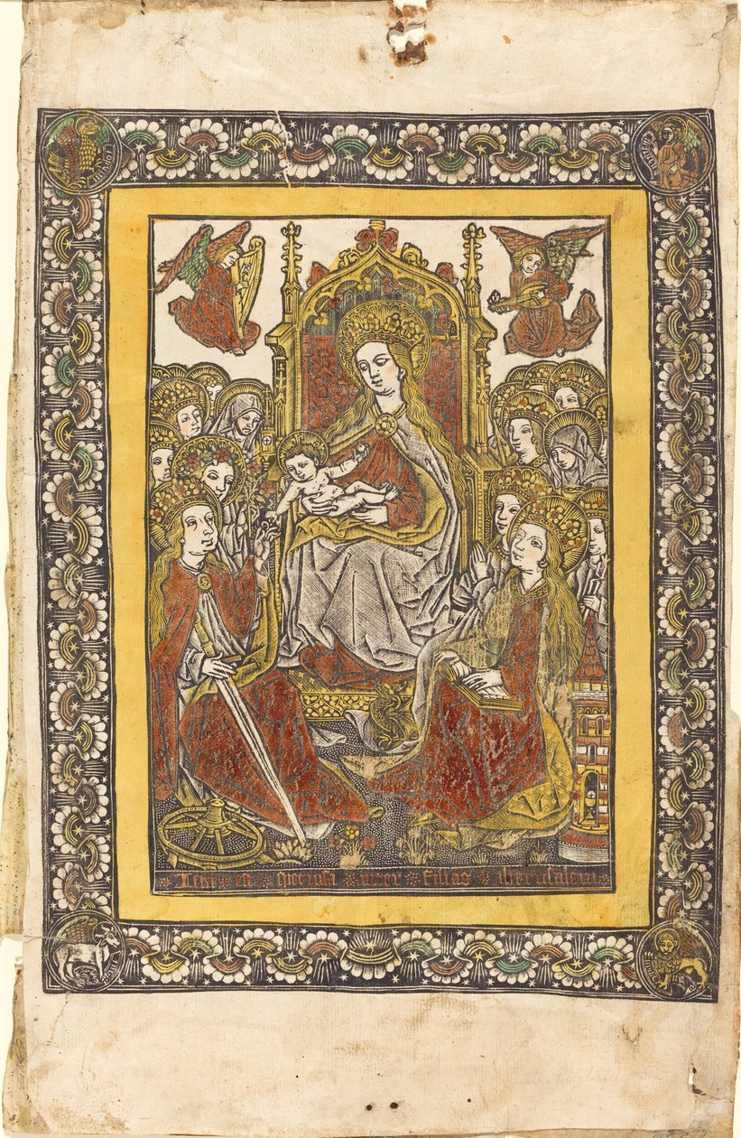 La Madone En Trône avec Dix-Huit Saintes Femmes - German 15th Century or Master with the Mountain Like Clouds
