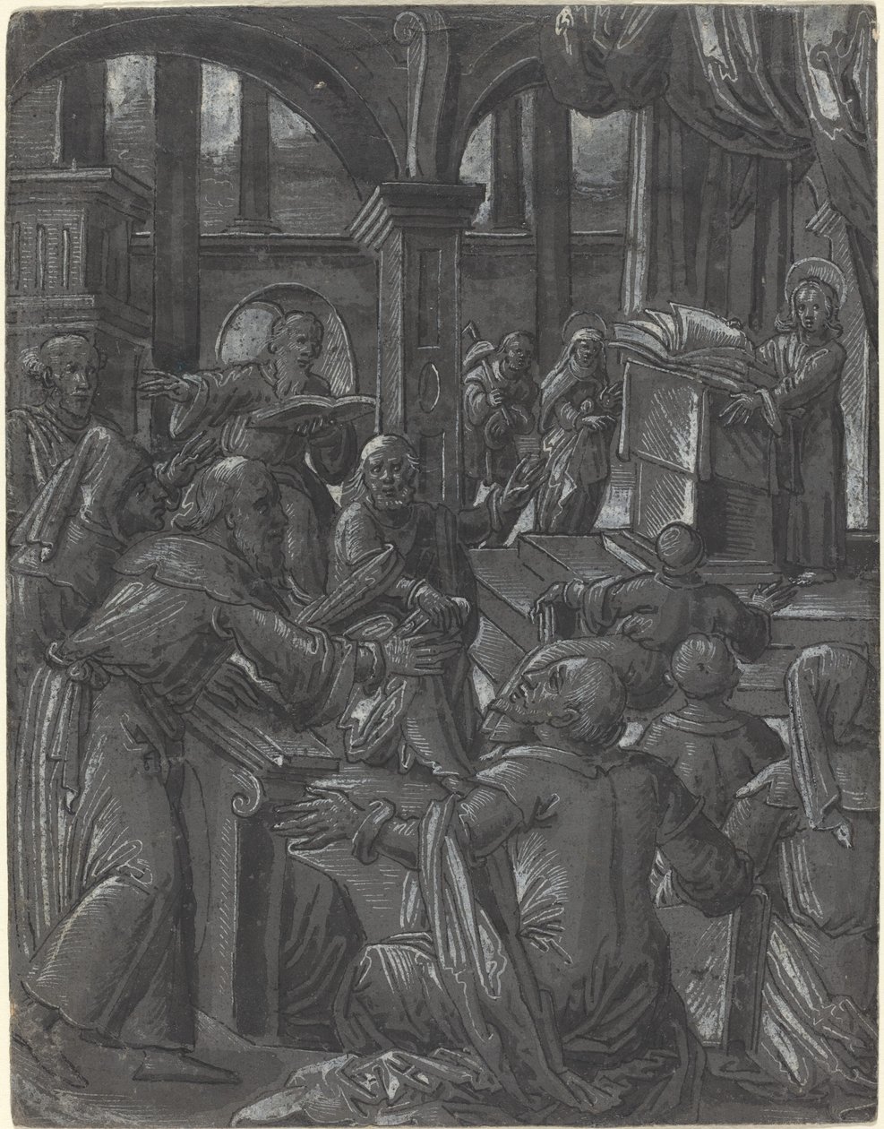 Le Christ disputant avec les docteurs - German 16th Century