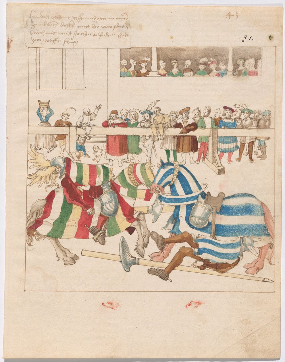 Joute simulée de guerre avec boucliers fixes - German 16th Century