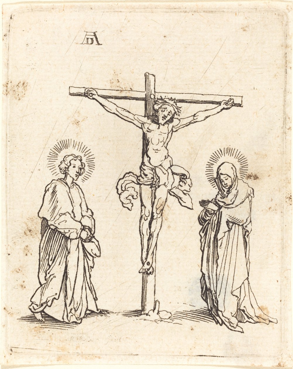 La Crucifixion avec la Vierge et Saint Jean - German 16th Century after Albrecht Dürer