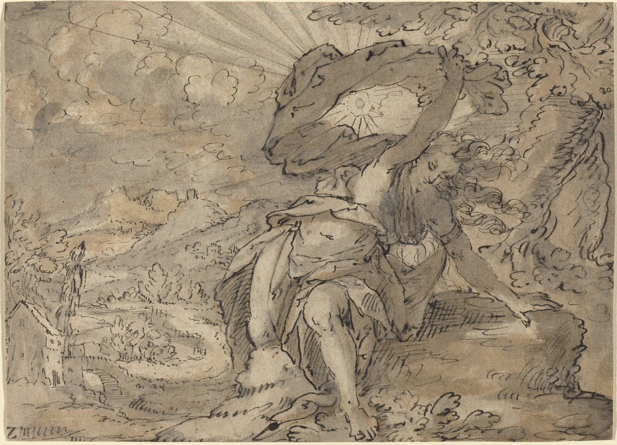 Figure Féminine Allégorique dans un Paysage [recto] - German 17th Century