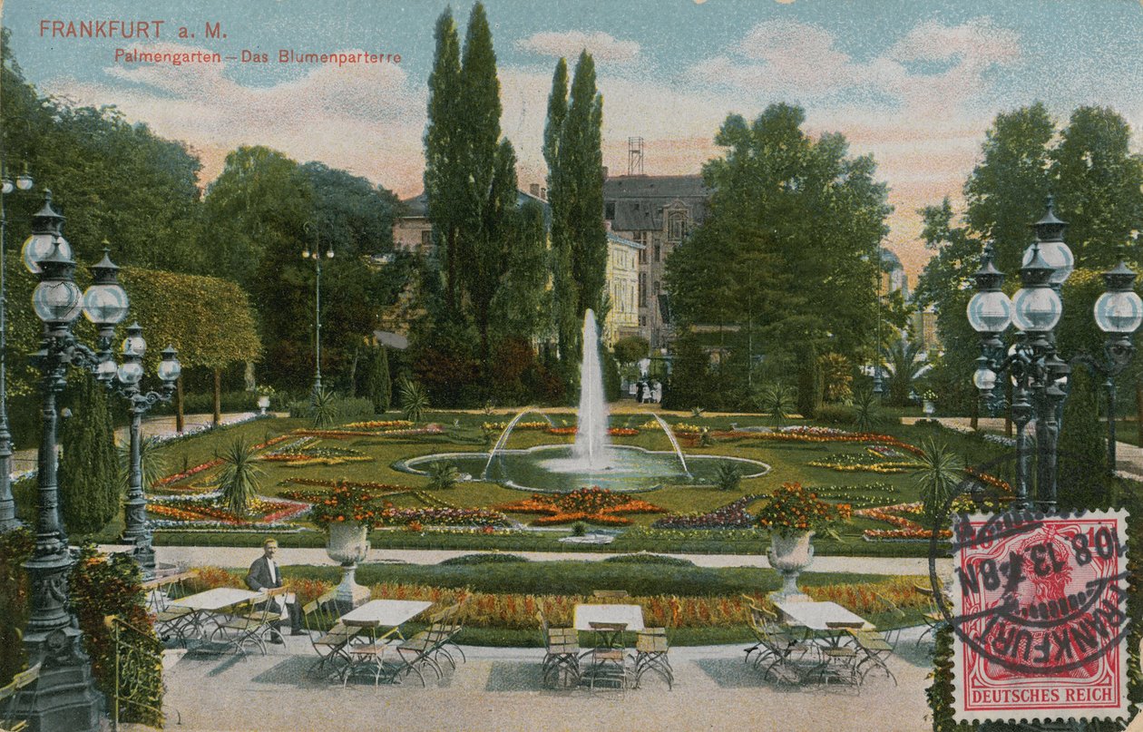 Francfort, Palmengarten, Le parterre de fleurs. Carte postale envoyée en 1913. - German Photographer
