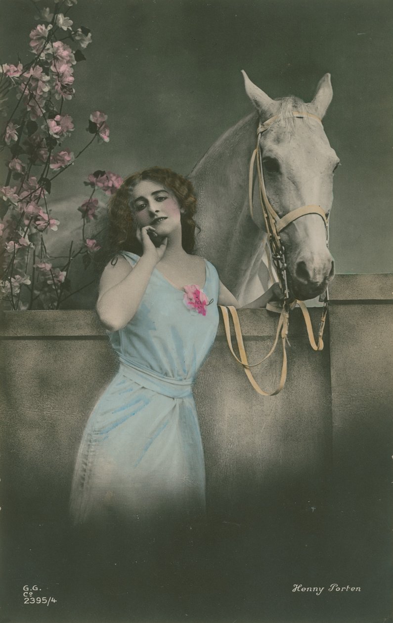 Carte postale de la star allemande Henny Porten, envoyée en 1913 (photo coloriée à la main) - German Photographer