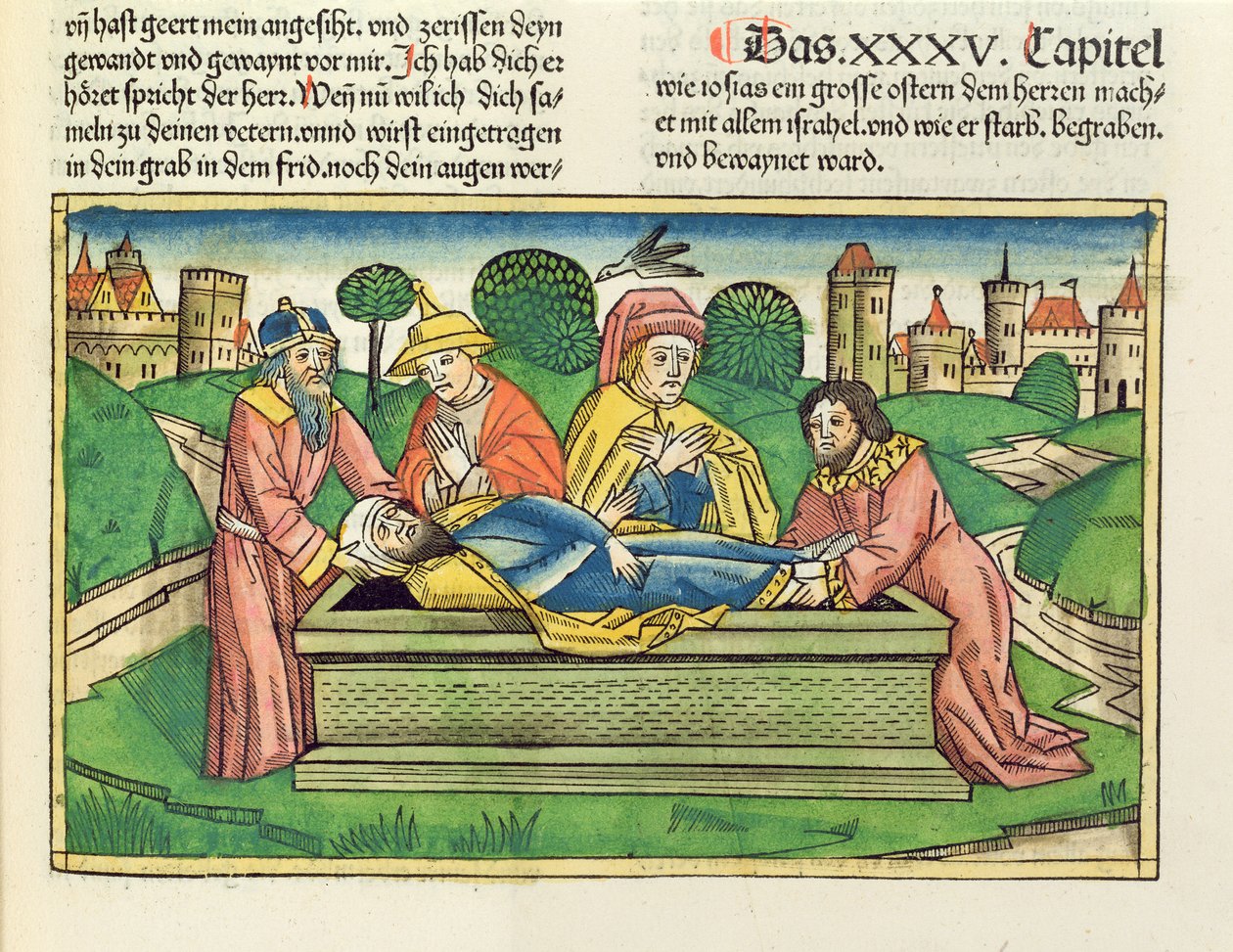2 Chroniques 35:24 Enterrement de Josias, de la Bible de Nuremberg (Biblia Sacra Germanaica) - German School