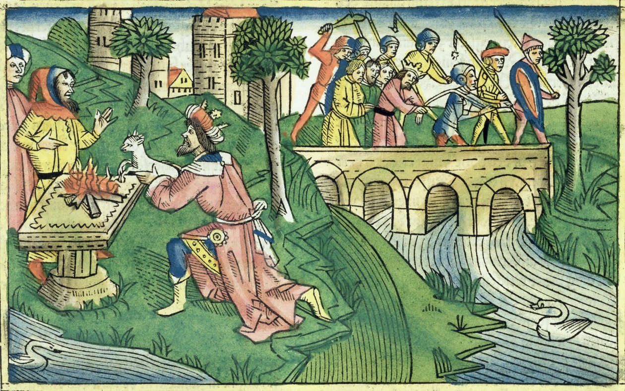 2 Rois 16:9-16 Les habitants de Damas sont capturés, de la Bible de Nuremberg (Biblia Sacra Germanaica) - German School