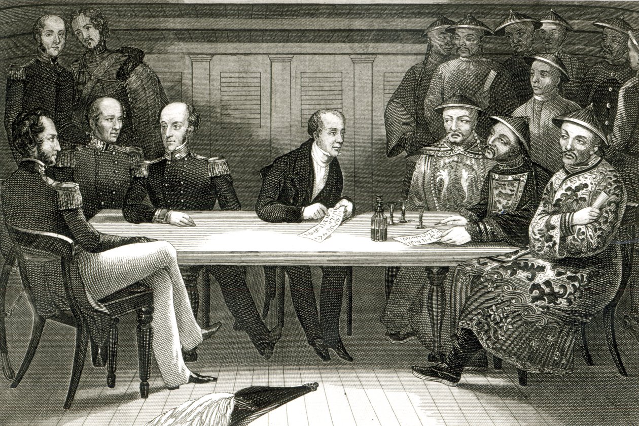 Conférence à Chusan entre le commodore Bremer et Chang, un fonctionnaire chinois, à bord du HMS Wellesley, 4 juillet 1841 - German School