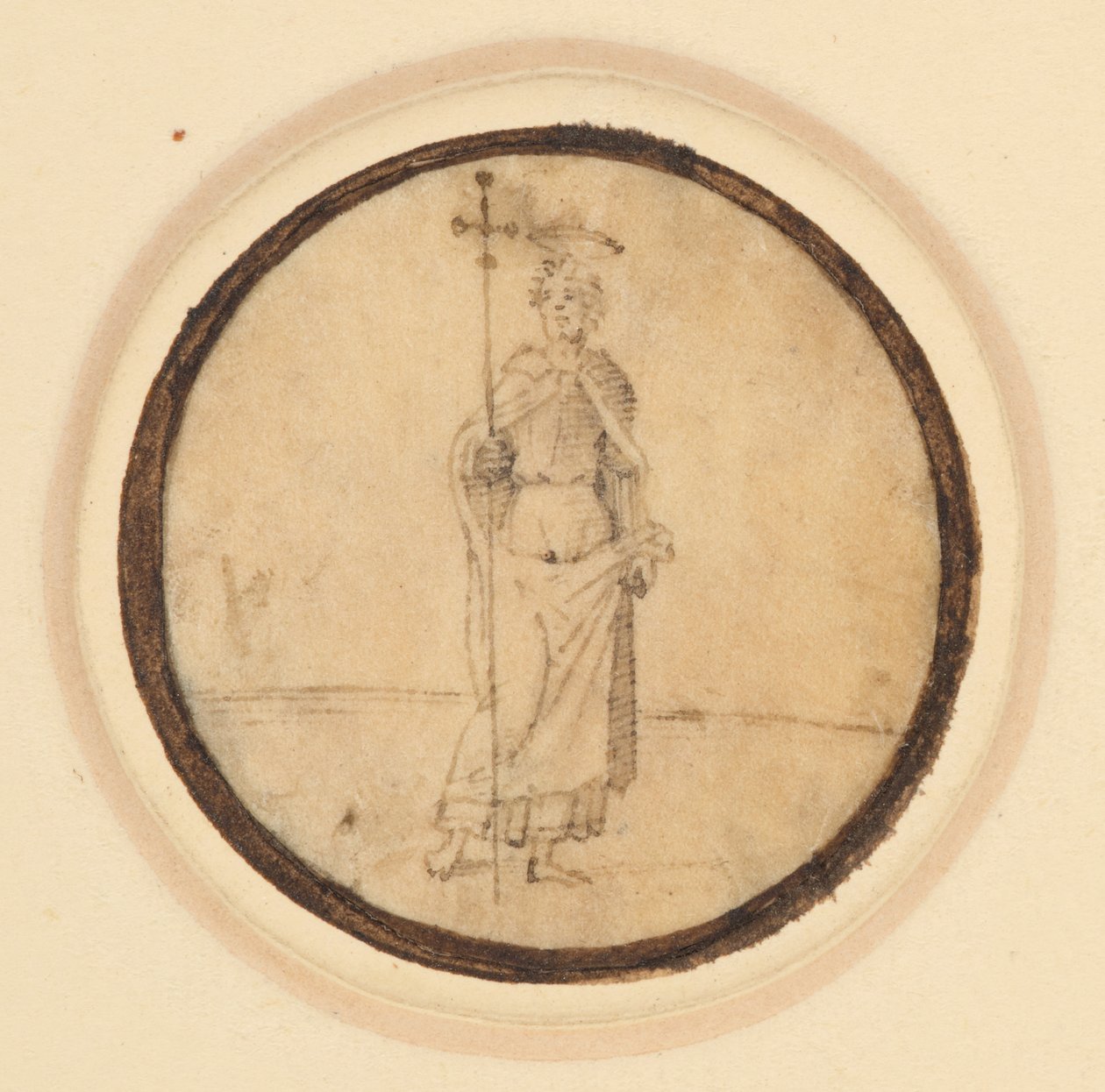 Un médaillon représentant le Christ avec une longue cape fixée au cou tenant une croix processionnelle - German School